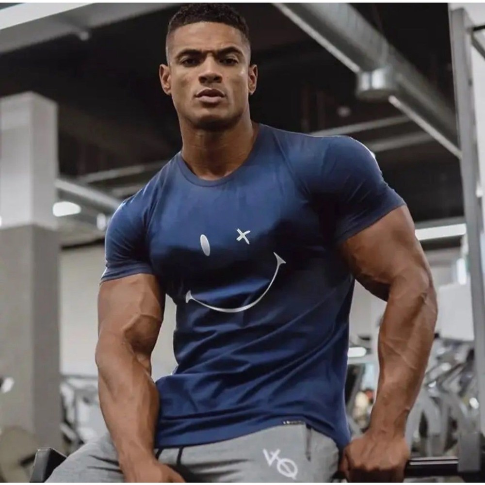 Summer Trend New Smiling Face 3D Printing Men's T-Shirt Round Neck Hip-Hop Sport